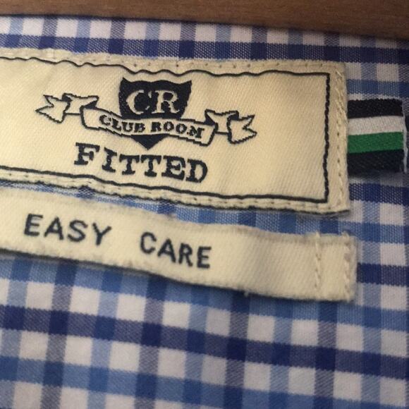 Club room men's button down shirt plaid dress fitted easy care 15 - Picture 8 of 12